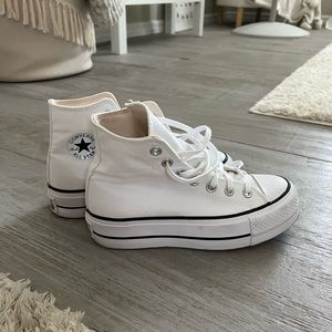 White platform high top converse